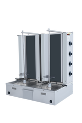 Doppel Elektro Dönergrill mit Motor Unten / Gyrosgrill 4+4 Brenner / max. 70+70