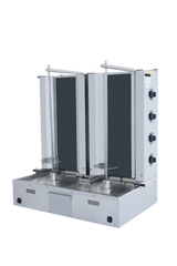 Doppel Elektro Dönergrill mit Motor Unten / Gyrosgrill 4+4 Brenner / max. 70+70