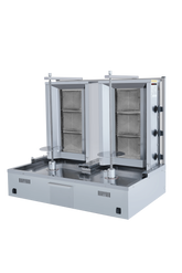 Doppel Gas Dönergrill mit Motor Unten / Gyrosgrill 3+3 Brenner / max. 40+40 kg