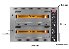 Elekto Pizzaofen mit Haube / 6+6x34 cm / Tief / Vollschamott / PO 70105 DE/T