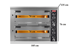 Elekto Pizzaofen mit Haube / 6+6x34 cm / Tief / Vollschamott / PO 70105 DE/T