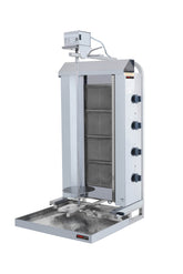 Gas Dönergrill mit Motor oben / Gyrosgrill 4 Brenner Beweglich / max. 50 kg