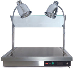 Edelstahl Wärmebrücke / Warmhalteplatte mit 2x1/1 GN + Wärmelampen