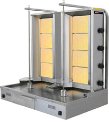 Doppel Gas Dönergrill mit Motor Unten / Gyrosgrill 4+4 Brenner / max. 70+70 kg