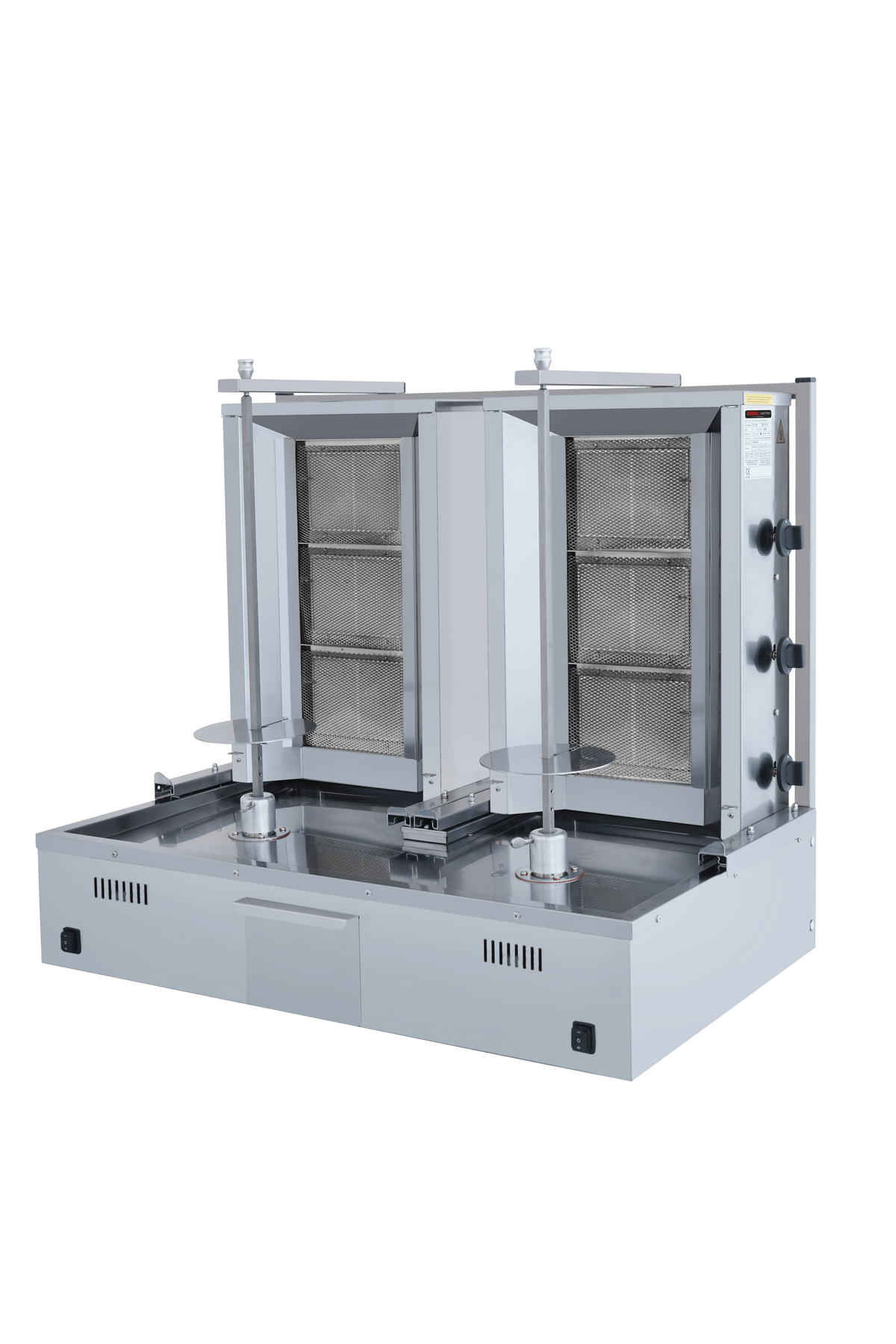 Doppel Gas Dönergrill mit Motor Unten / Gyrosgrill 3+3 Brenner / max. 40+40 kg