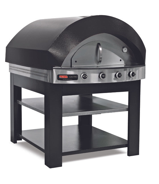 Kuppel Pizzaofen mit Gas / 11 x 25 cm / Shwarz / mit Untergestell /Manuell