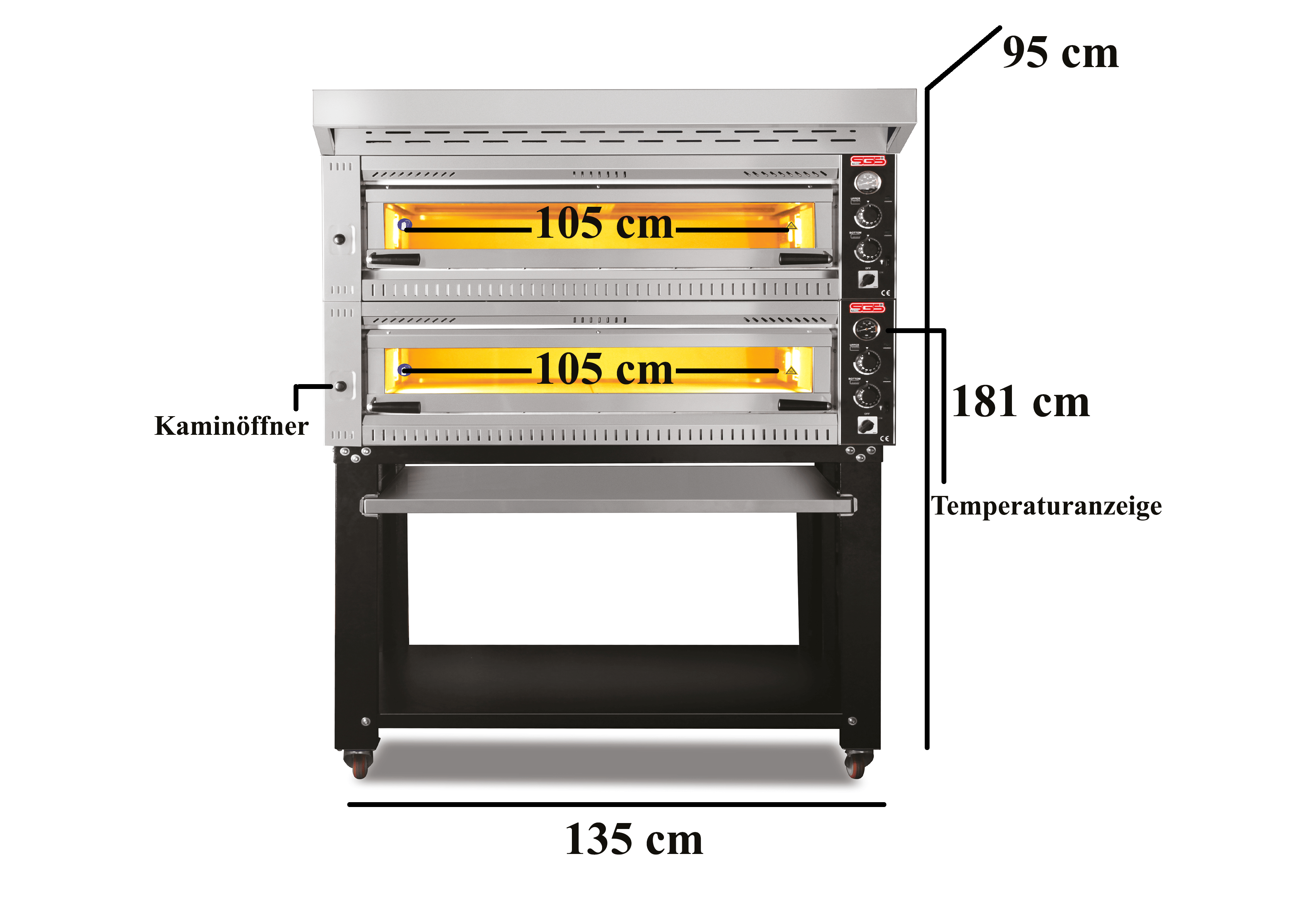 Elektro Profi Pizzaofen / 6+6x34 cm / Breit / PO/PROFI 10570 DE
