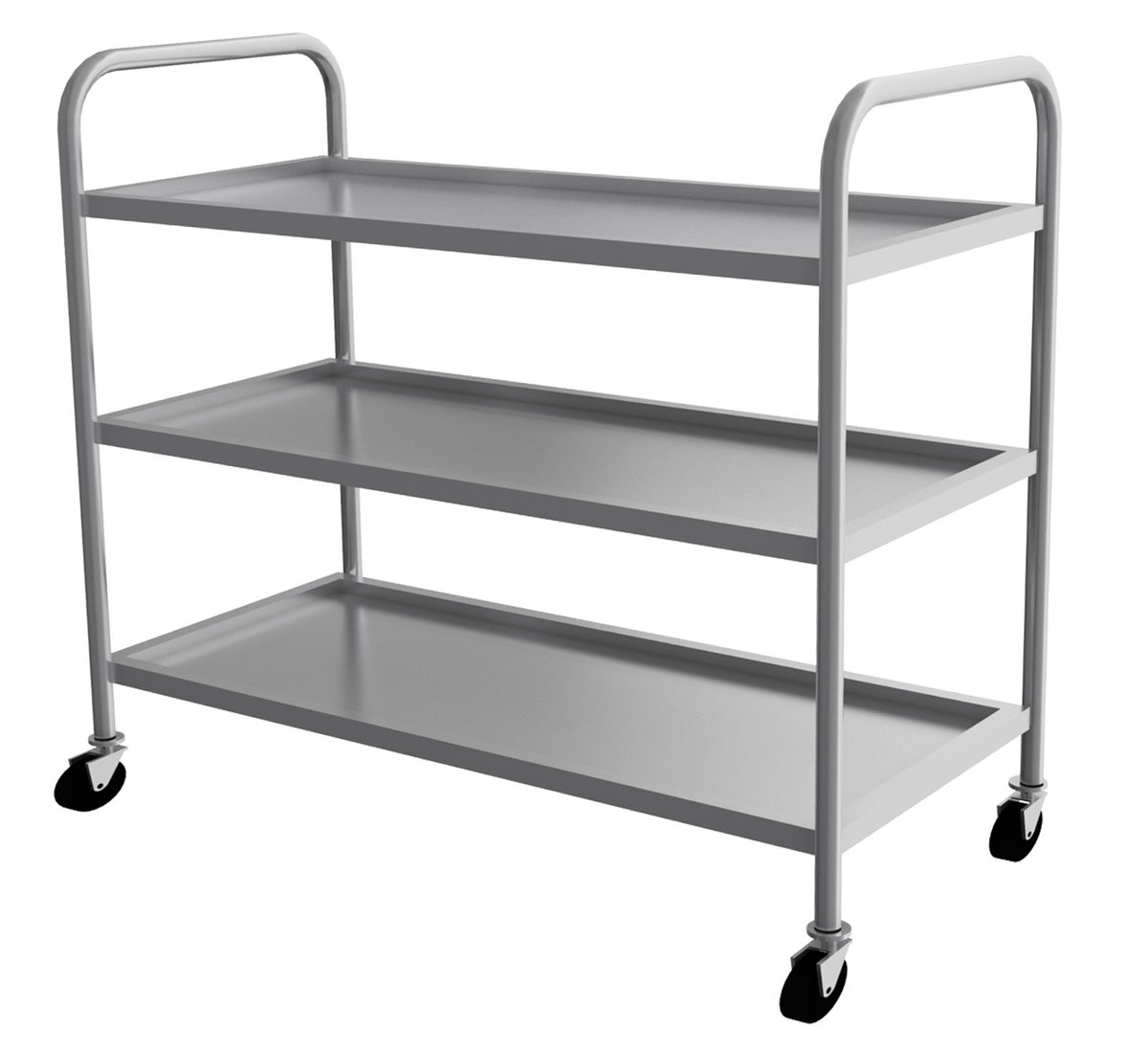 Servierwagen aus Edelstahl / 3 Ablagen / Belastbar bis 120 kg