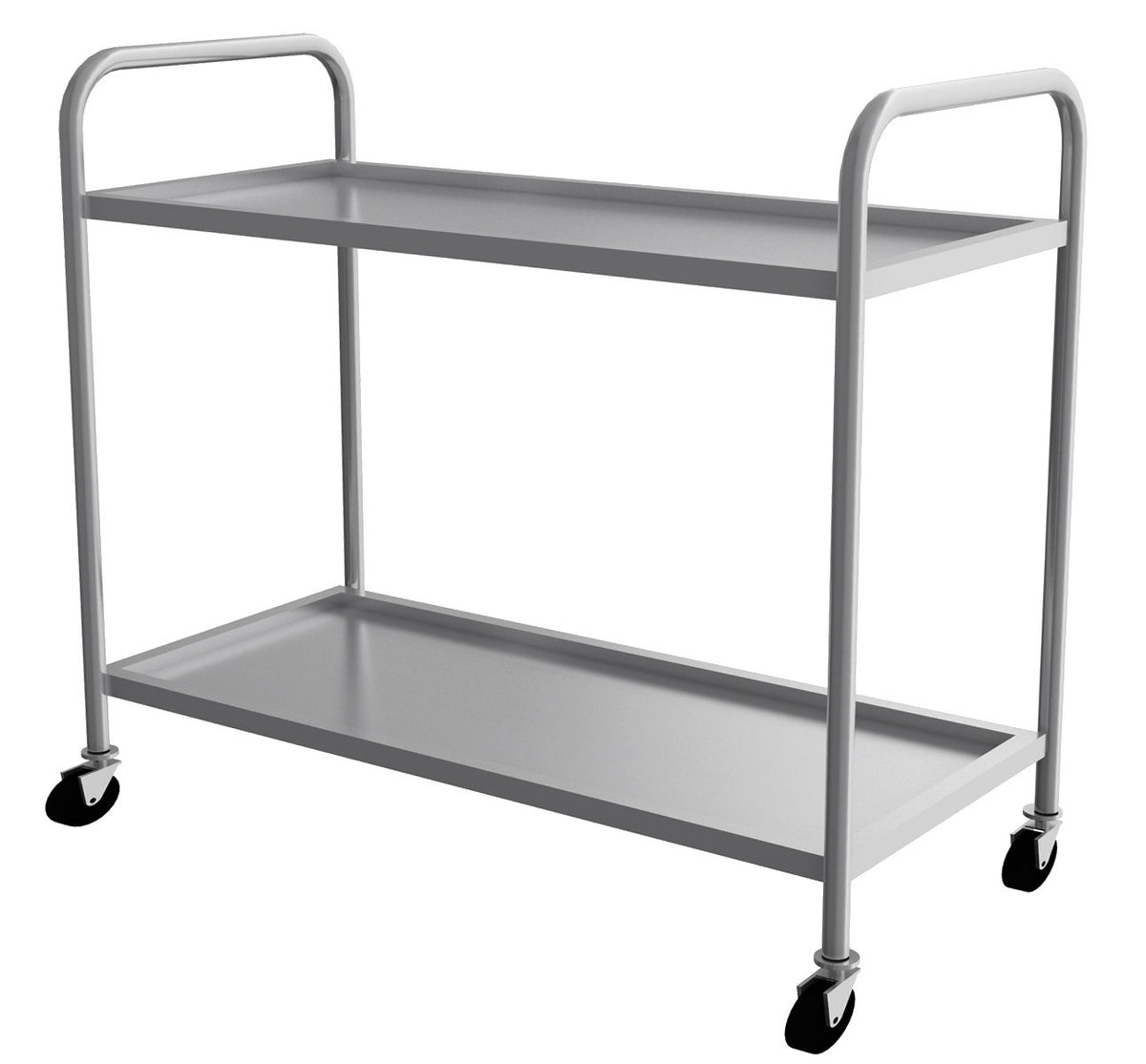 Servierwagen aus Edelstahl / 2 Ablagen / Belastbar bis 80 kg