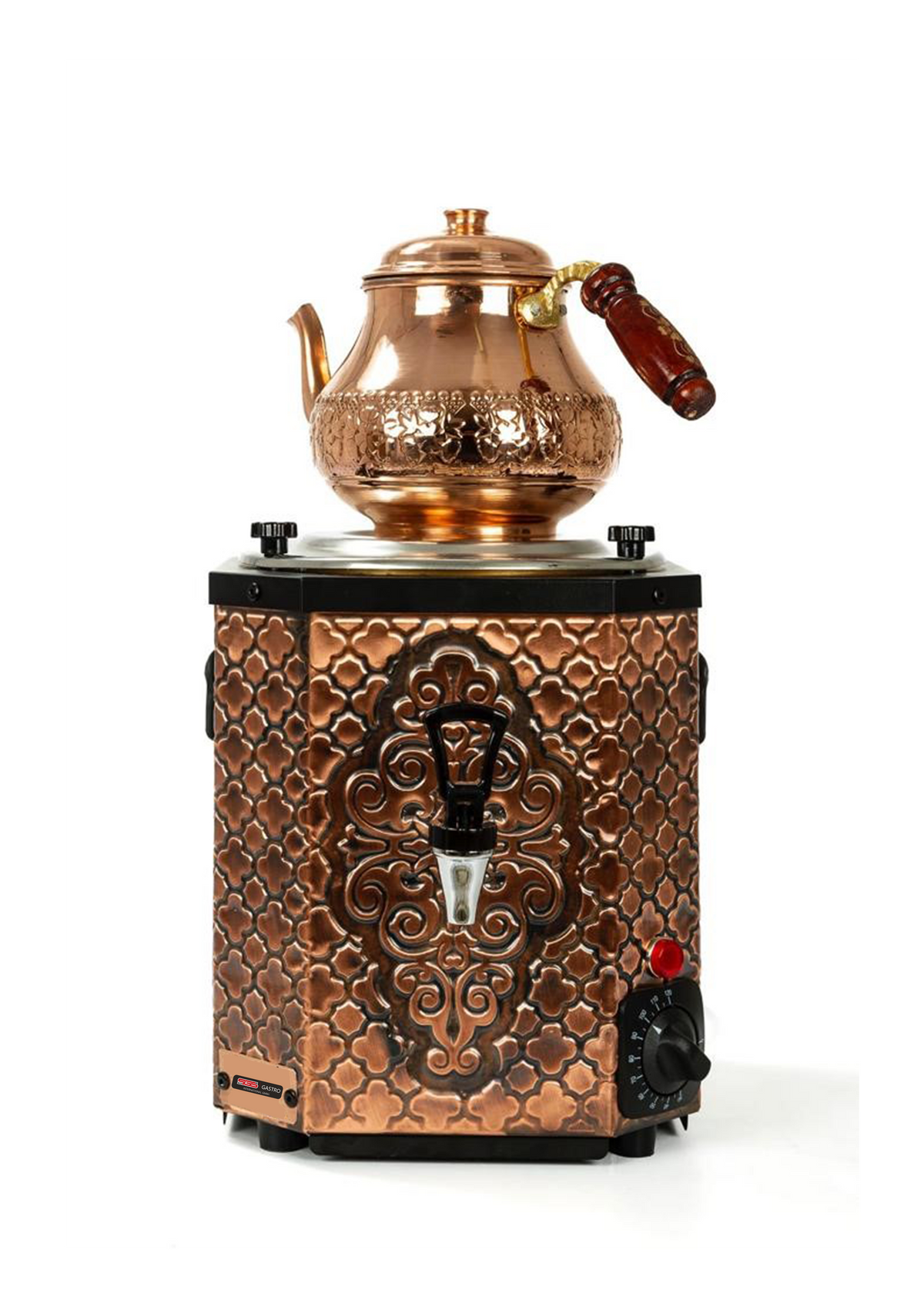 Samowar / Antik-Kupfer / Kupfer Teekocher mit 1 Teekanne / 3 lt.