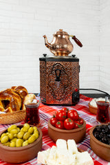 Samowar / Antik-Kupfer / Kupfer Teekocher mit 1 Teekanne / 3 lt.