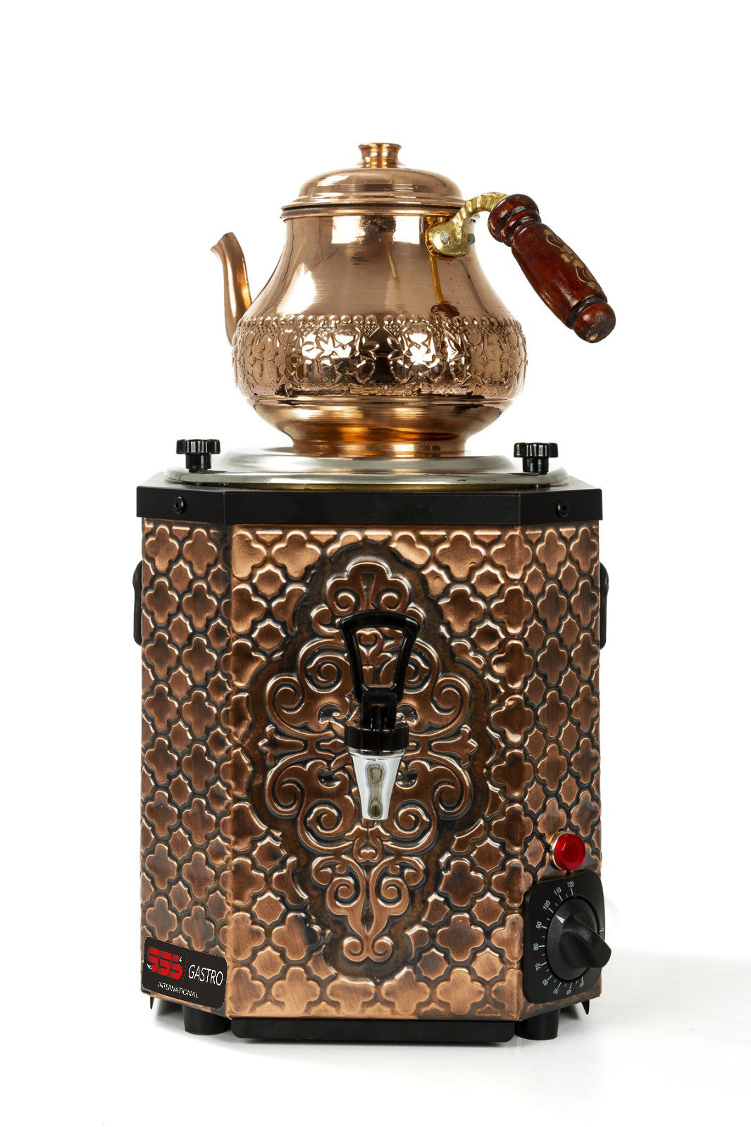 Samowar / Antik-Kupfer / Kupfer Teekocher mit 1 Teekanne / 3 lt.