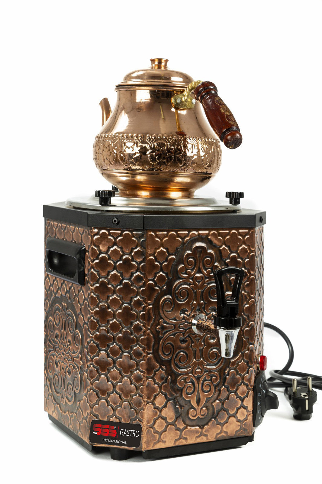 Samowar / Antik-Kupfer / Kupfer Teekocher mit 1 Teekanne / 3 lt.