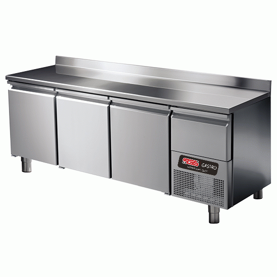 Kühltisch 3 Türen / 186.5 cm / GN 1/1 / Aufkantung und Gekühlter Shublade -2°/+8