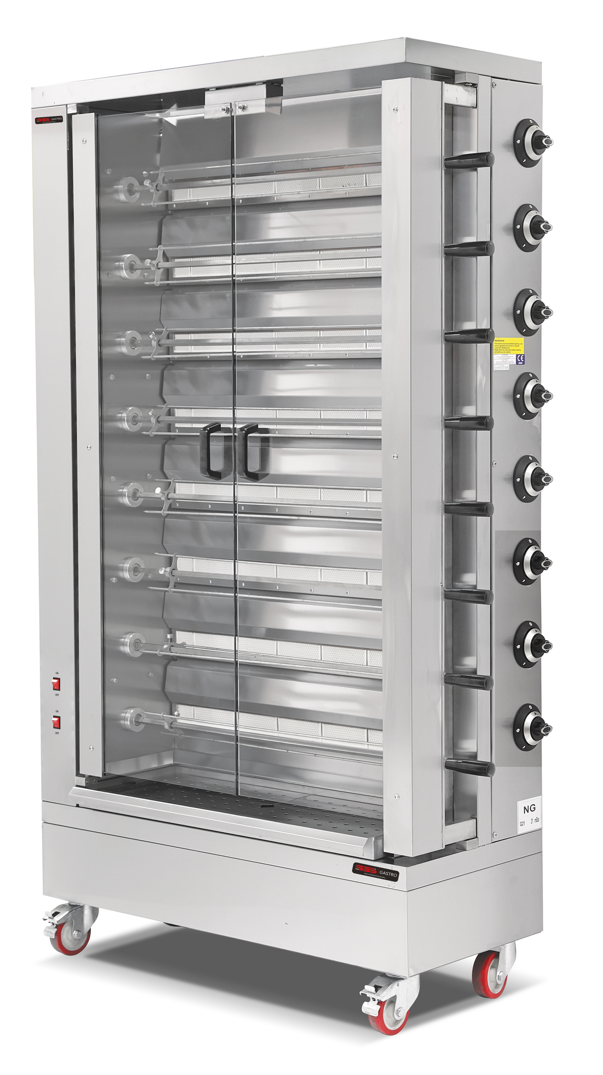 Elektro Hähnchengrill mit 8 Spießen für 40 Hähnchen / 1098x480x2020 mm