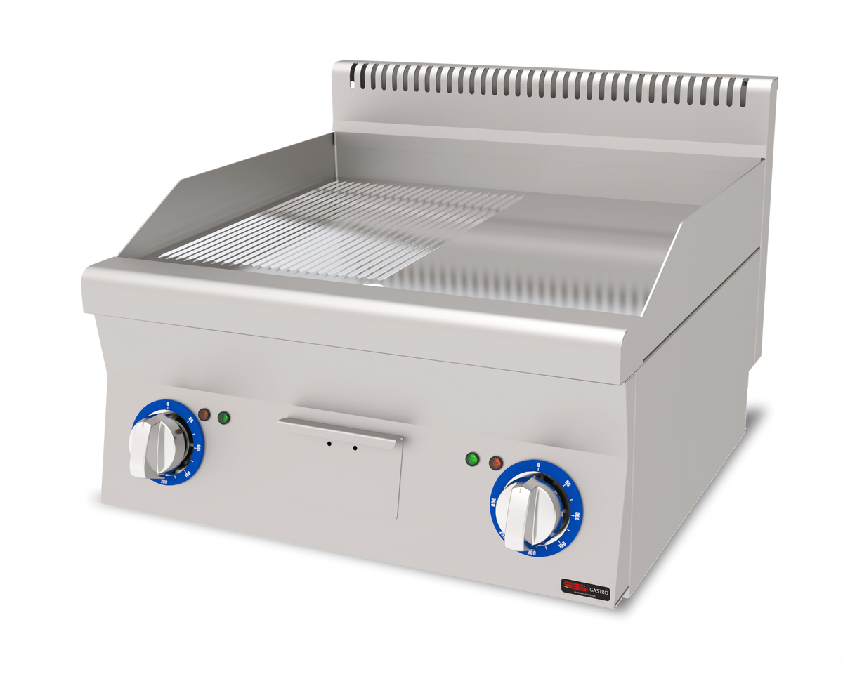 Elektro Bratplatte Hardchrome / Glatt+Gerillt / 6 kW / Premium Serie 600