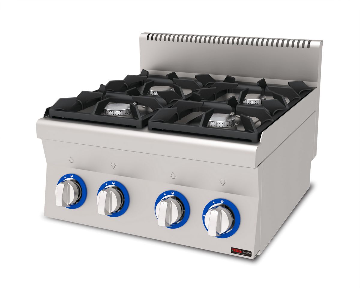 Gasherd 4 Brenner mit Pilotflamme / 25.2 kW / Premium Serie 600