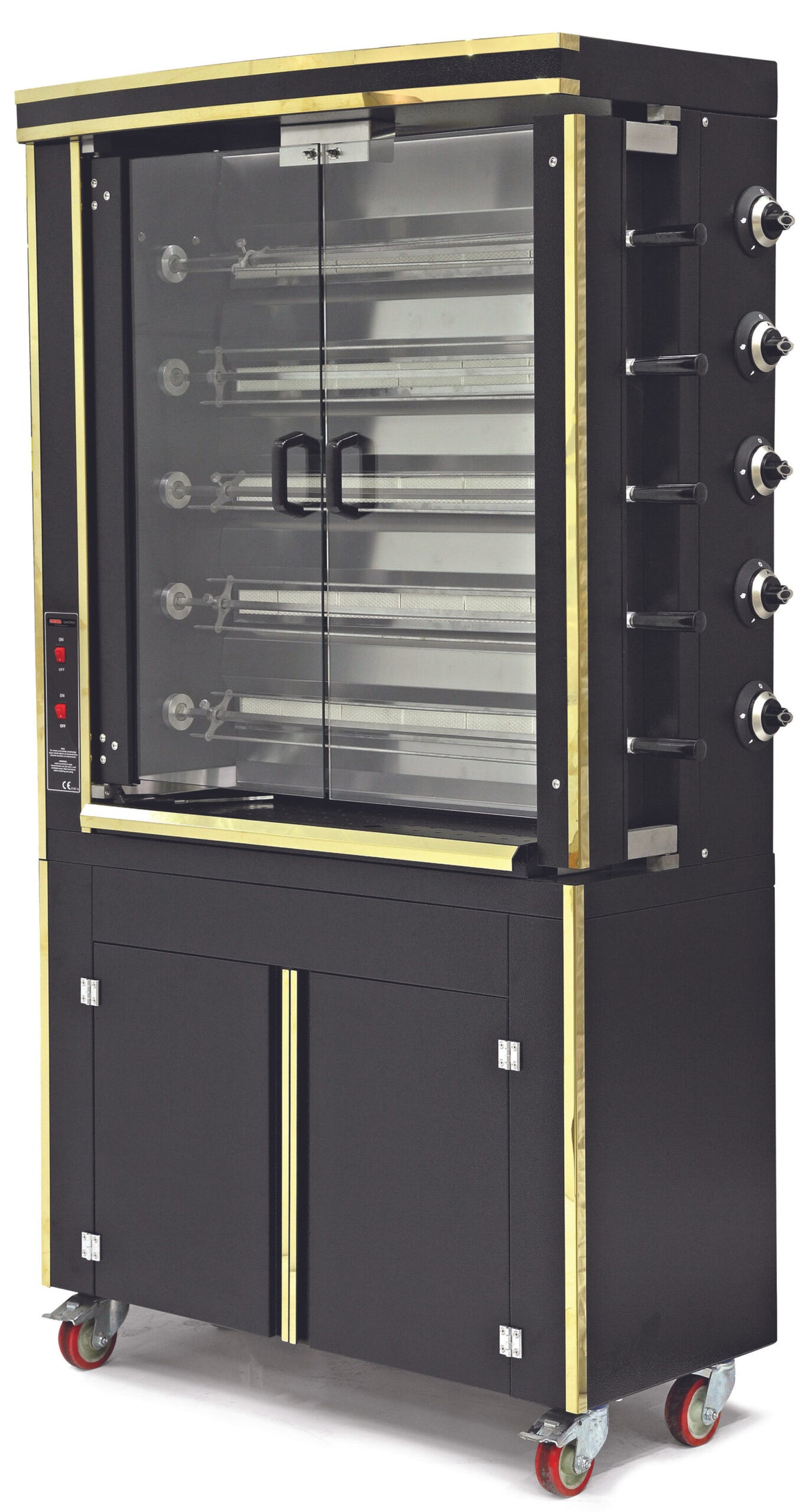 Gas Hähnchengrill mit 5 Spießen für 25 Hähnchen / 1100x480x2030 mm