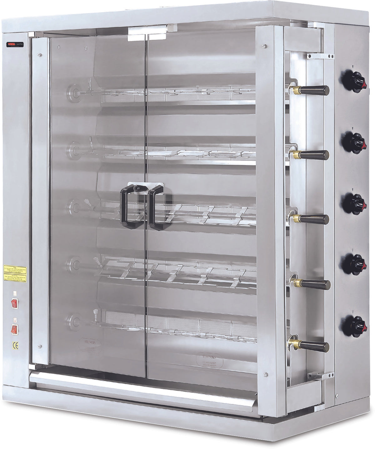 Gas Hähnchengrill mit 5 Spießen für 25 Hähnchen / 1098x480x1170 mm